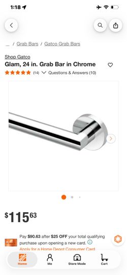 Gatco Glam 24 in. Chrome Grab Bar