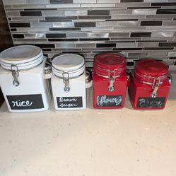 Crate and Barrel Ceramic Sealed Containers with Blackboard