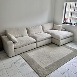 NEW Beige Linen Cloud Couch Sectional
