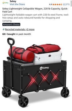 Sekey Lightweight Collapsible Wagon, 220 lb Capacity, Quick-Fold Cart Lightweight foldable wagon cart with 220 lb steel frame, tool-free setup and aut
