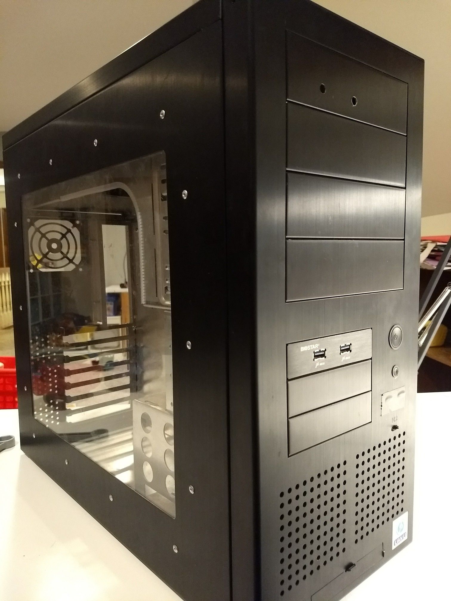 Black computer case, psu, bluray