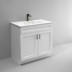 White Shaker Hanging Sink Base Vanity 30" X 21”