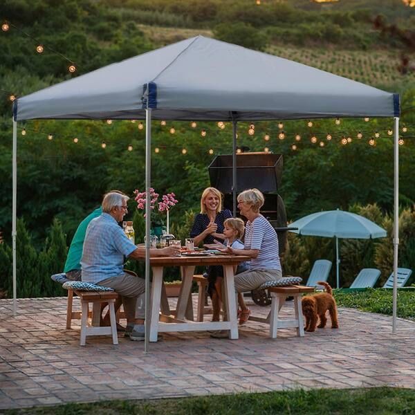 12 ft. x 12 ft. Gray Pop-Up Canopy Tent with Roller Bag Portable Instant Shade Canopy for Outdoor Events  Quick setup: most users complete a