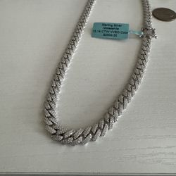 26” Monaco Cuban Chain – 15.14ctw Moissanite, 8.7mm, 925 Silver Iced Out
