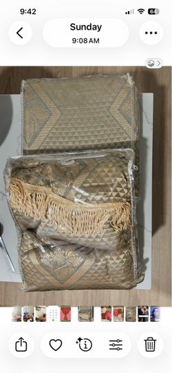 New Elegant Gold Damask Fringe Curtains