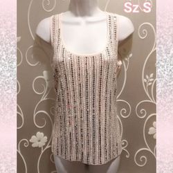 WOMENS BEADED SEQUIN TANK TOP SIZE S