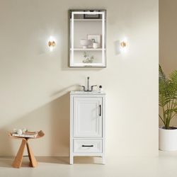 White Single Sink Bathroom Vanity with Drawer (faucet not included)