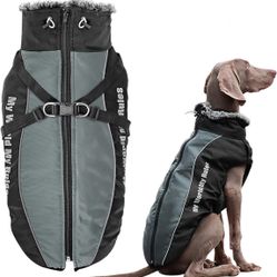 Waterproof Dog Winter Jacket—black And Green—NEW