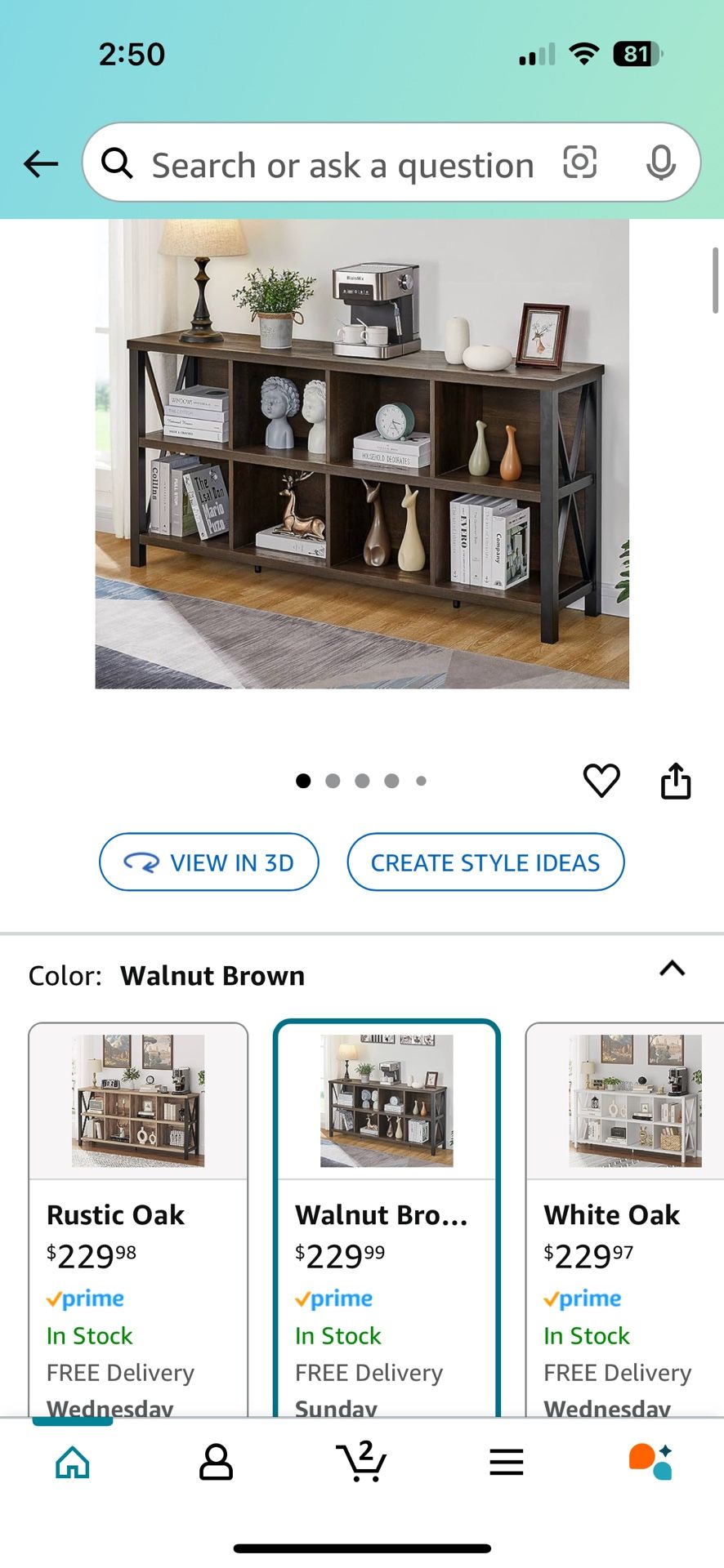 8 Cube Storage Organizer Bookshelf, Rustic Wood Cubby Bookcase, Industrial Horizontal Long Shelf for Living Room (Walnut Brown, 62 Inch)