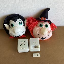 Vintage Vampire and Witch Door Handle Decorations with Spooky Sounds