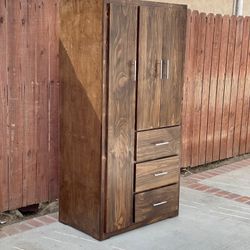 Solid Wood Brown Wardrobe Closet