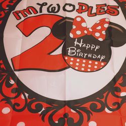 Happy Birthday Party Banner (Minnie Mouse) 2nd Birthday 