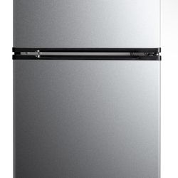 Arctic King Two Door Mini Fridge with Freezer, Stainless steel