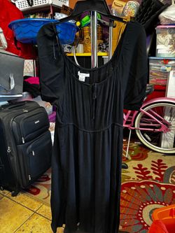 Black Maxi Dress with Tie Neckline