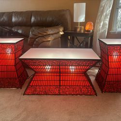 Lighted Coffee Table And 2 End Tables