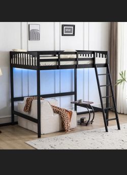 Full size loft led bed frame