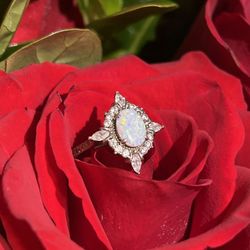 Opal Ring With Quartz Crystals