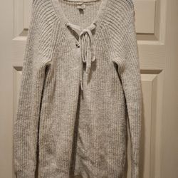 A New Day Medium Gray/White Knit Sweater