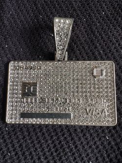 “ATM Card” Silver Iced Out Pendant 