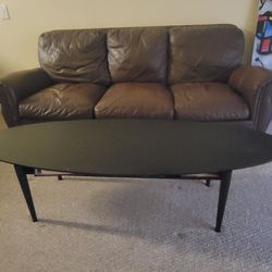 Leather Couch & Coffee Table