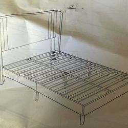 LE6091 New in box Queen size bed frame black faux leather