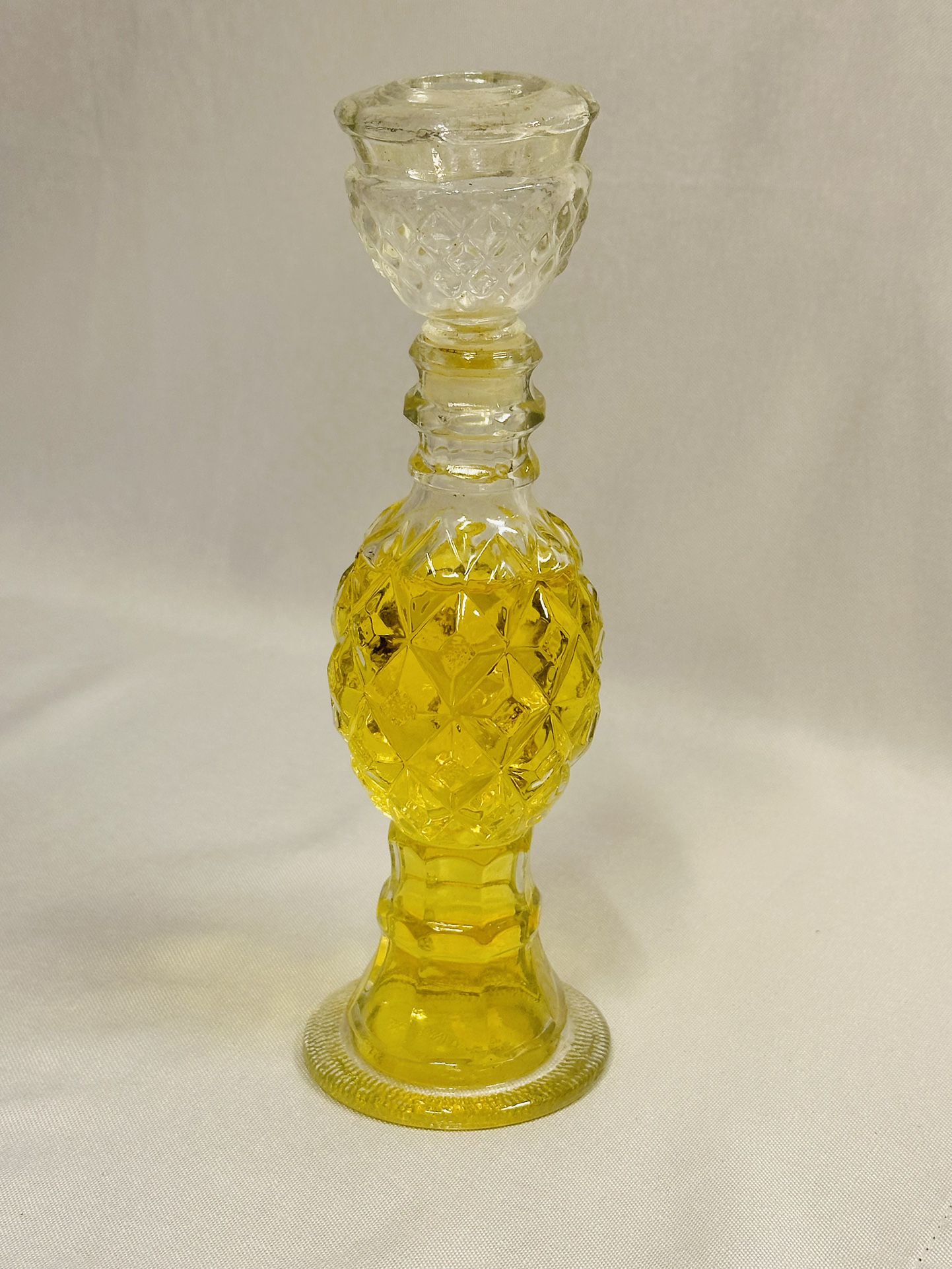 Vintage Avon Clear Cut Glass Candle Stick with Charisma Cologne