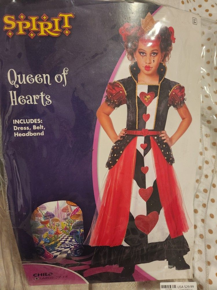 Queen Of Hearts Costume Child Size Large 12-14