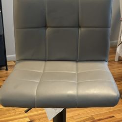 2 Bar Stools Leather Gray