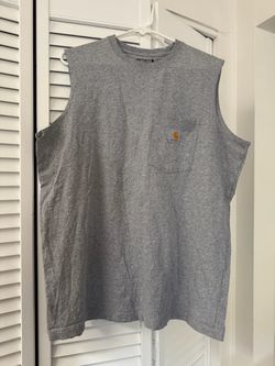 Carhartt Mens Workwear Pocket Sleeveless Muscle T-Shirt Heather Gray Size L