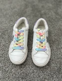 White Leather Rainbow Strings Grade school Size 4