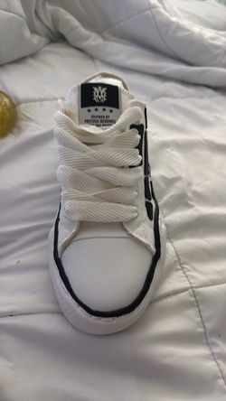 MMY White and Black Low-Top Sneakers