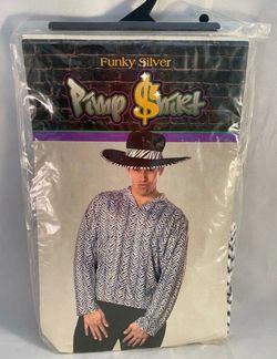 Funky Silver Pimp Disco Shirt Costume Halloween Men’s