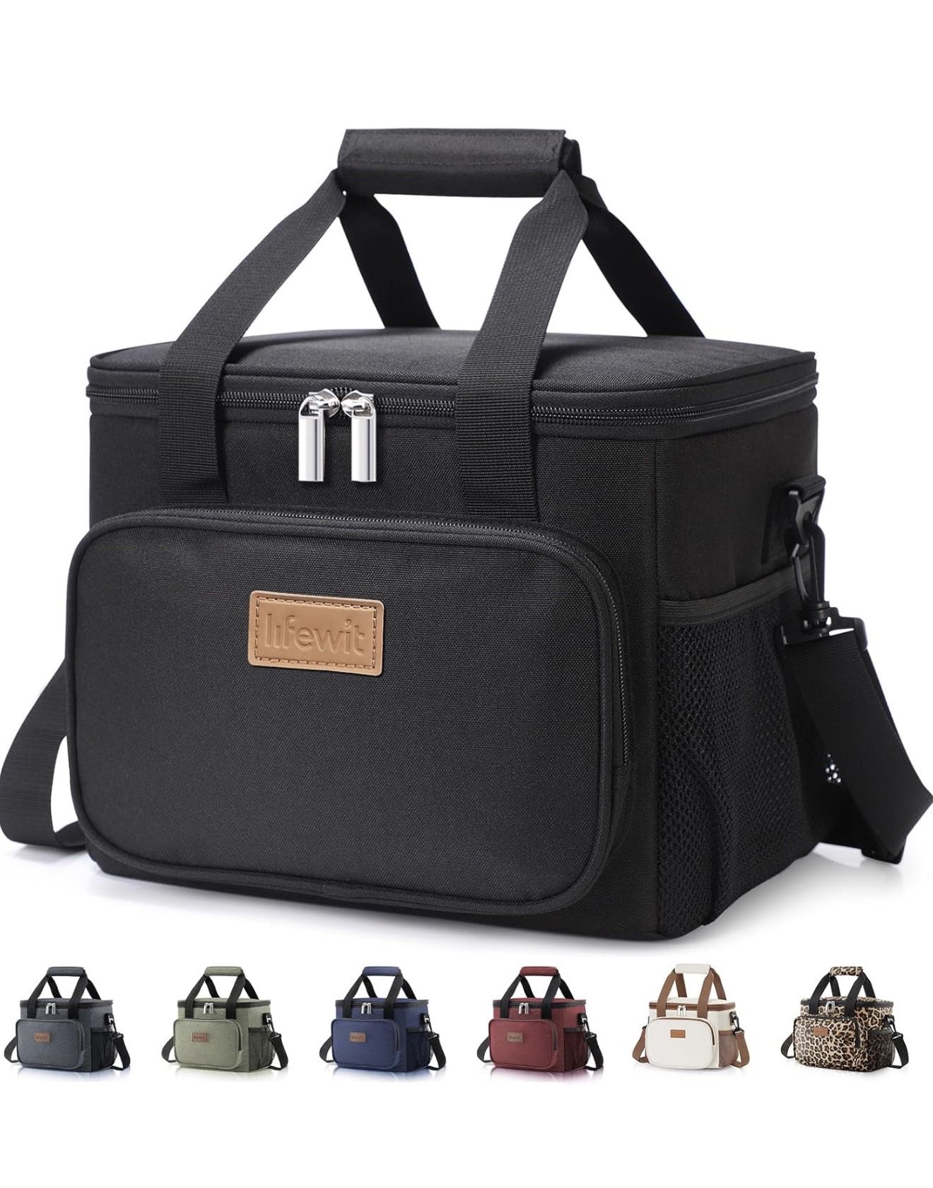 Lifewit Medium Lunch Bag Insulated Lunch Box Soft Cooler Cooling Tote for Adult Men Women, Black 12-Can (9L)