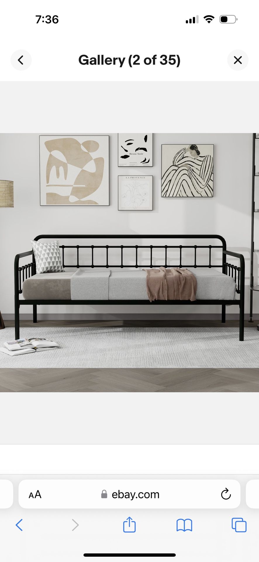Metal Twin Bed Frame With Side Rail
