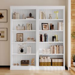 83 Tall Wood Bookcase Suite ,5-Tier Home Decor Bookshelves Suite with Adjustable Shelves,Storage Organizer for CDs/Books/Movies,Free Standing Storage 