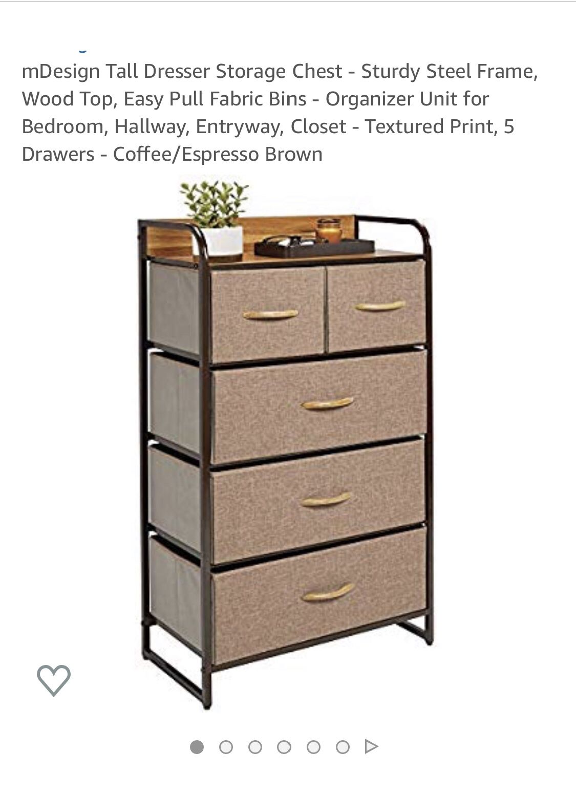M design tall dresser storage chest, sturdy steel frame, wood top , easy pull fabric bins, organizer unit for bedroom, hallway,entryway, closet,textu