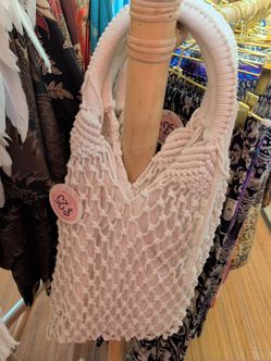 White Macrame Tote Bag