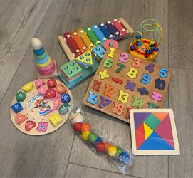 8-in-1 Montessori Wooden Activity Toy for 3 Year Old Boys & Girls