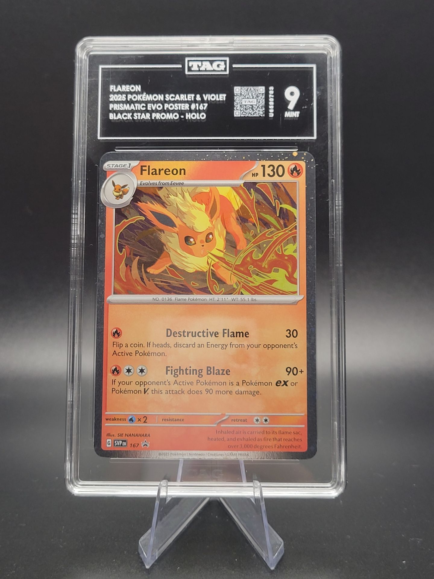 Pokemon TAG 9 Flareon Prismatic Evolutions Black Star promo