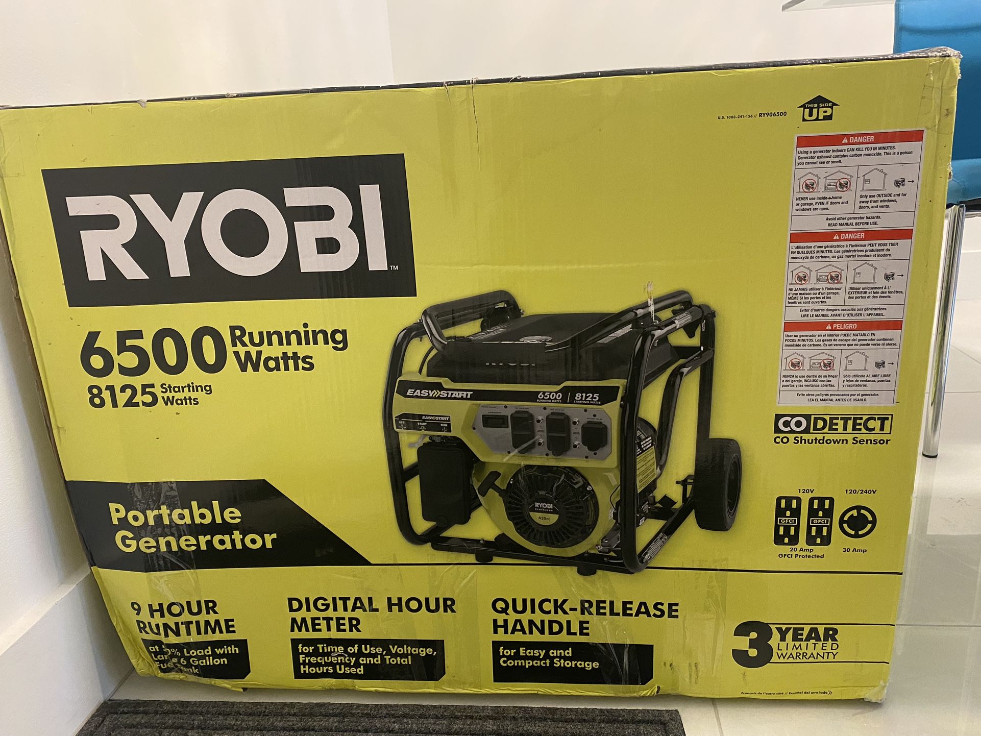 Brand New In box RYOBI 6500 Watt Generator