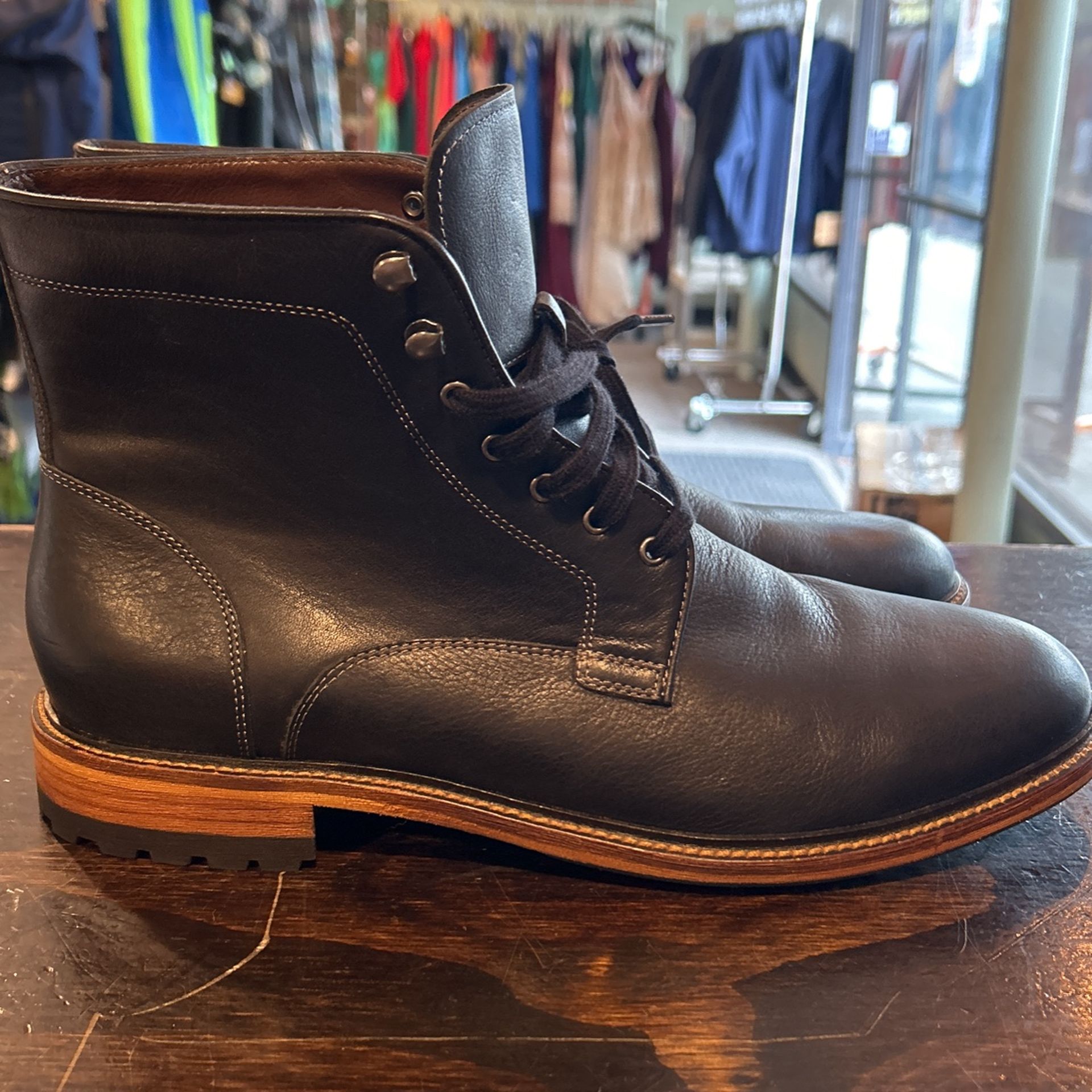 New Warfield & Grand Simms II Lace-Up Black/Brown Combat Boots 11