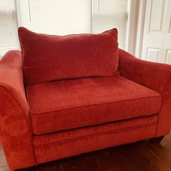 Red Sofa Couch Chair Ottoman Set 3 Pieces 