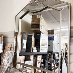 ✨ Odele Contemporary Glam Accent Wall Mirror – Brushed Silver | New & Assembled