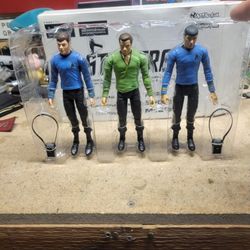 Art Asylum 2003 NOS Original Star Trek 7" Action Figures, Kirk / Spock / McCoy