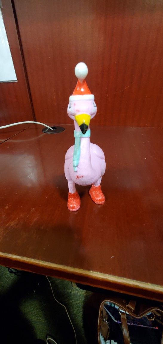 Pink Flamingo Christmas Figure