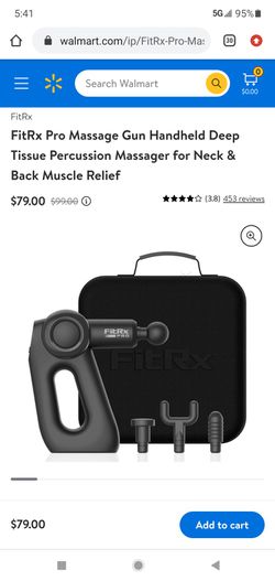 FitRx Neck and Back Massager, Handheld Percussion Massage Gun with Multiple  Speeds and Attachments 
