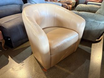 Tan Leather Barrel Chair