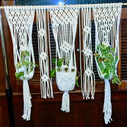 Macrame Triple Plant Holder Wall Hanging!