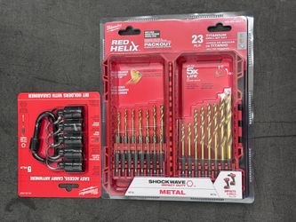 🔥 BRAND NEW MILWAUKEE 23-PC TITANIUM DRILL BIT SET & BIT HOLDER CARABINER 🛠️ (FIRM)