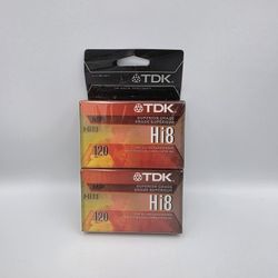 New TDK Hi8120 Premium Camcorder Video Cassette Tape MP120 Minutes Pack of 2 
